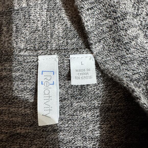 Lagenlook Cardigan Sweater Womens Large Open Front Roll Tab Sleeve Marled Knit - Picture 5 of 7